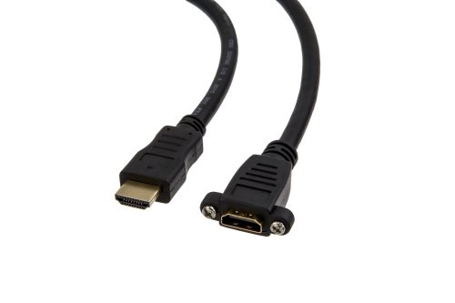 HDMI Male to HDMI Female Cable with Ethernet, 28AWG, Black