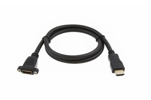 HDMI Male to HDMI Female Cable with Ethernet, 28AWG, Black - Image 2