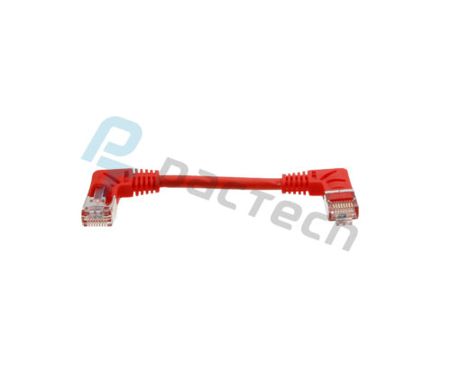 Shielded CAT6A Cable - U/FTP 28AWG LSZH, Molded SR Left Angled to Left Angled