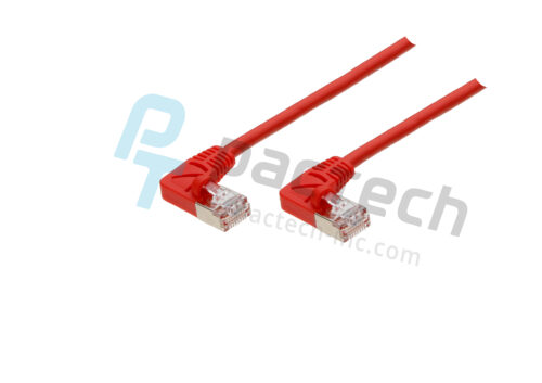 Shielded CAT6A Cable - U/FTP 28AWG LSZH, Molded SR Left Angled to Left Angled