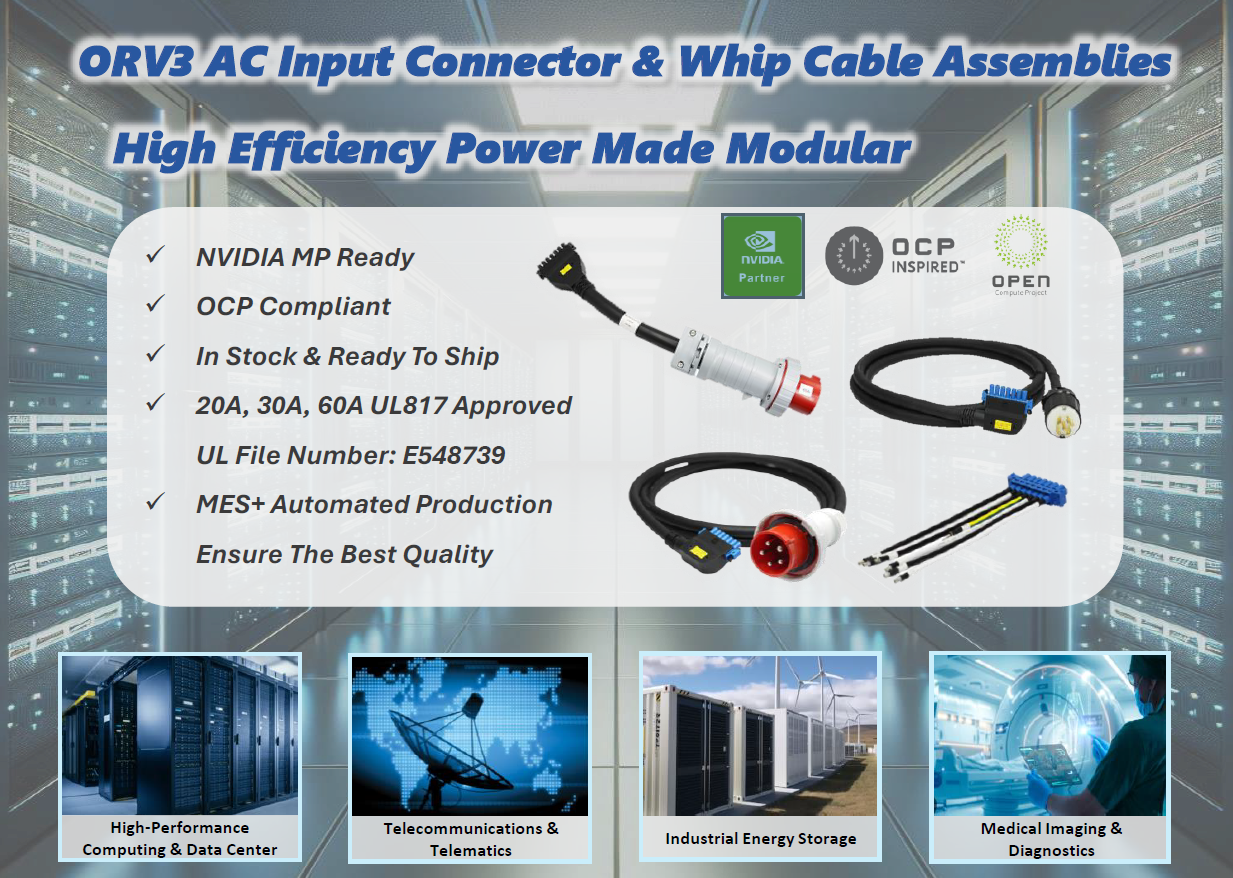 Featured image for “Powering the Next Generation of Data Centers: Introducing JPCPT’s ORV3 AC Whip Cable Solutions”